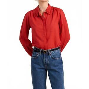 NEW TROVATA kinsley long sleeve blouse in crimson